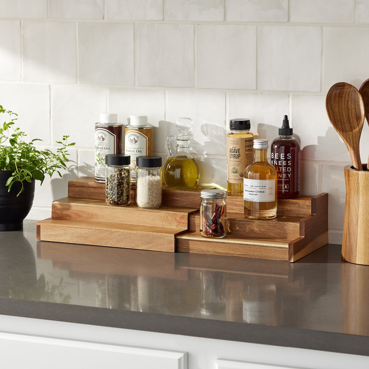 3 Tier Acacia Expanding Shelf