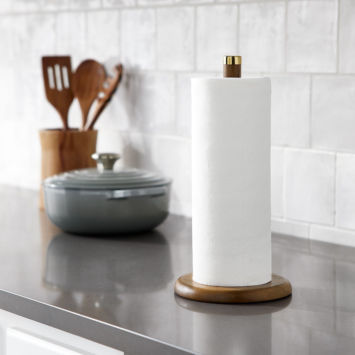 Preston Marble & Wood Paper Towel Holder