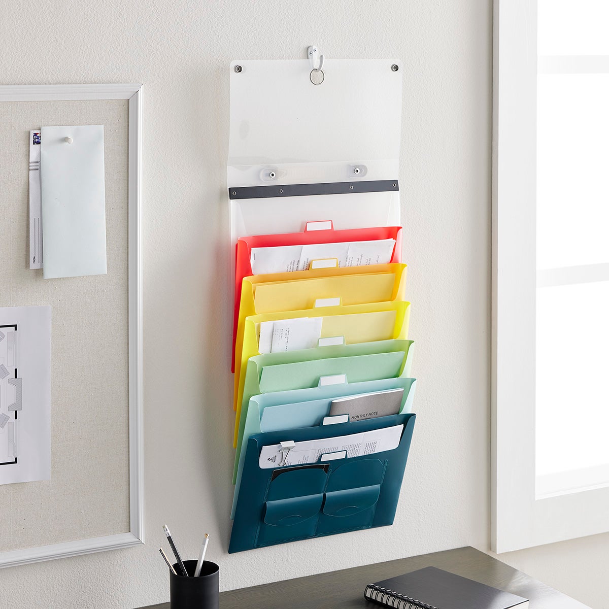 The Container Store 6 Pocket Cascading Letter File Wall Organizer