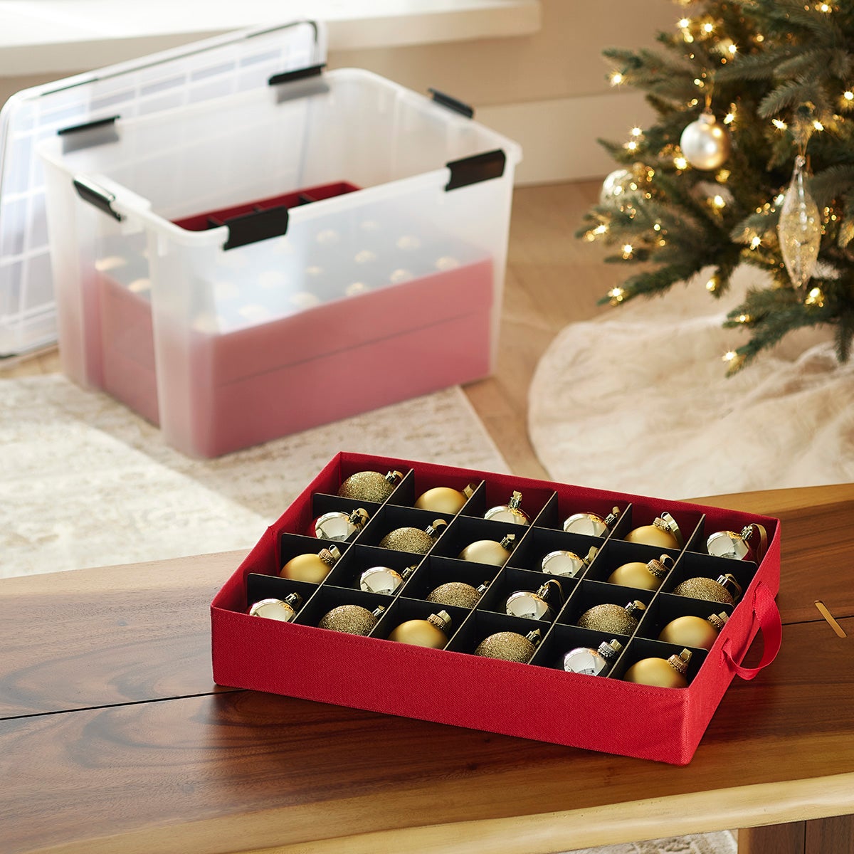 ornament storage box with trays hard plastic