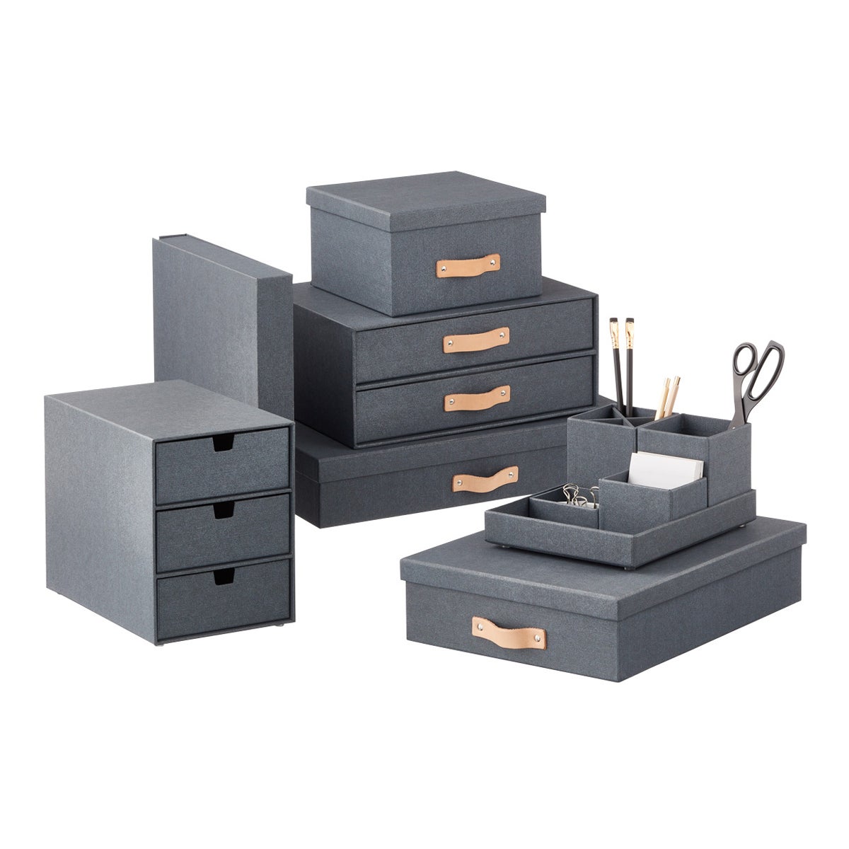 Bigso Boden Navy Office Storage Boxes | The Container Store