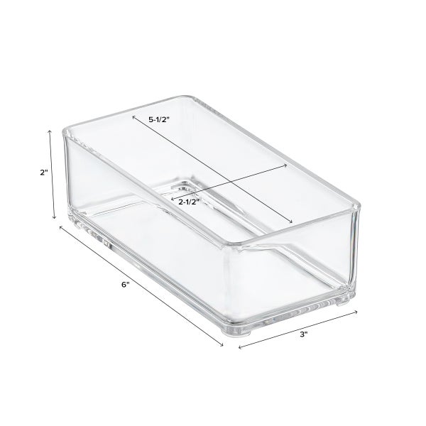 Clear Plastic Drawer Organizers 12 x 3 x 2 L Set of 6