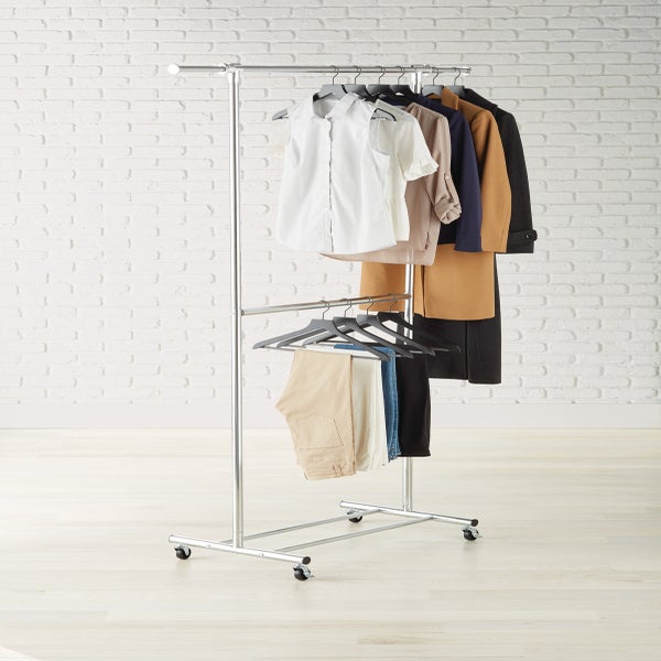 Double Hang Chrome Garment Rack