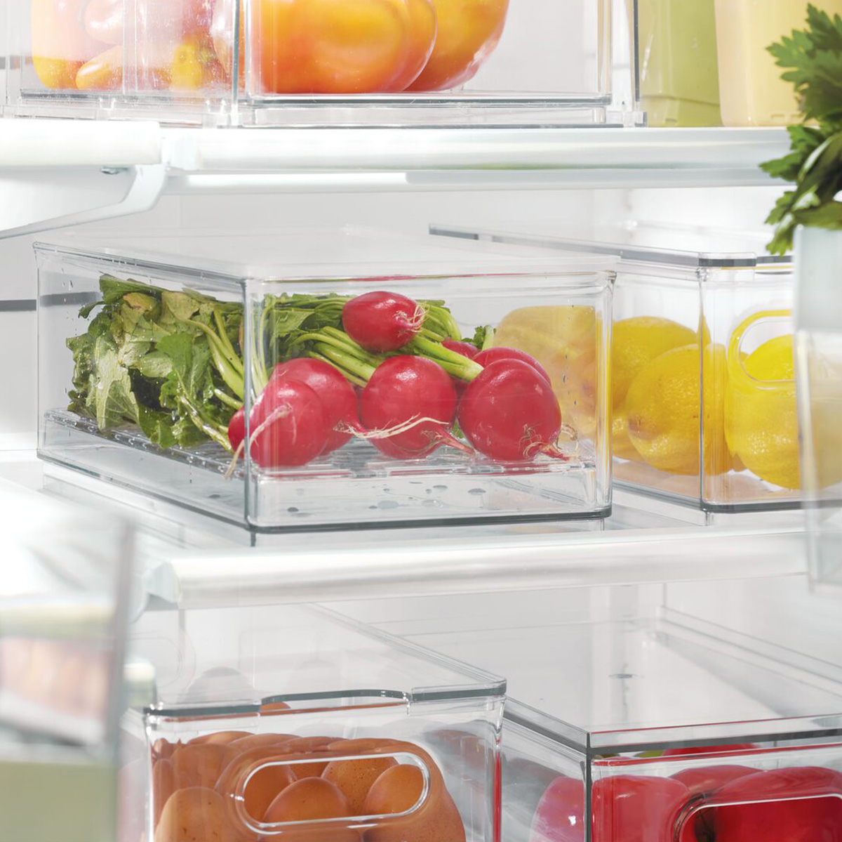 Fruits Handled Basket Containers Refrigerator Organizer Trays Bins Storage Box 