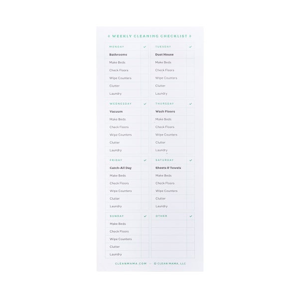 Clean Mama Weekly Cleaning Checklist Sticky Notes