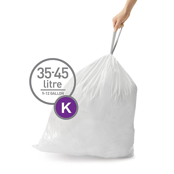 simplehuman Code R Custom Fit Drawstring Trash Bags in Dispenser Packs, 60  Count, 10 Liter / 2.6 Gallon, White