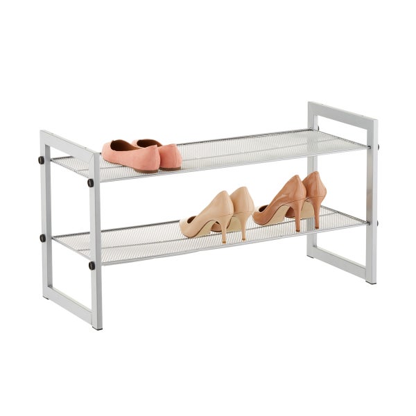 2-Tier Stackable Mesh Shoe Shelf
