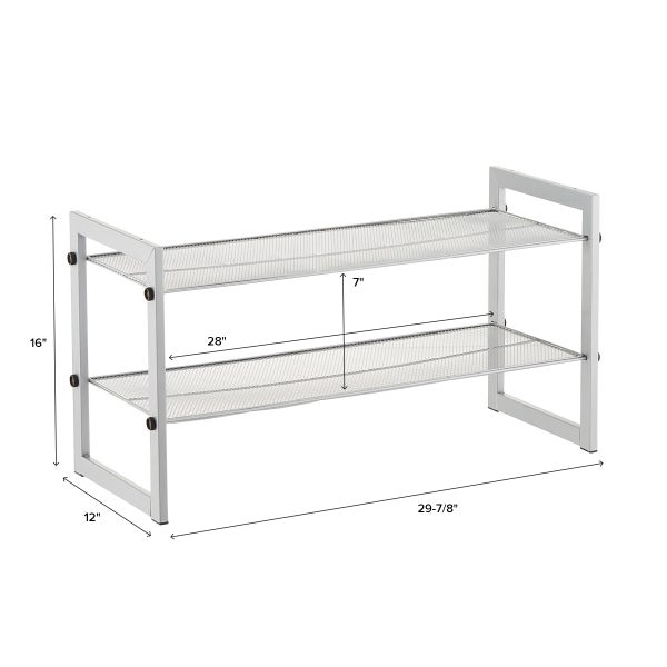 2-Tier Stackable Mesh Shoe Shelf