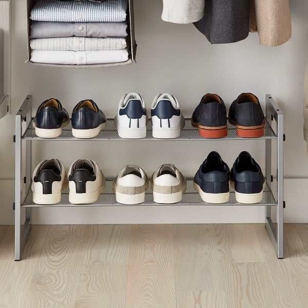 2-Tier Stackable Mesh Shoe Shelf