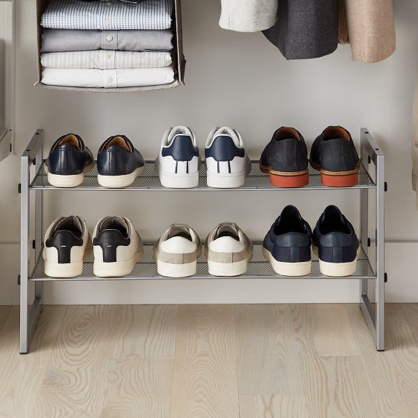 2-Tier Stackable Shoe Rack Bamboo, 28 x 11 x 11-5/8 H | The Container Store