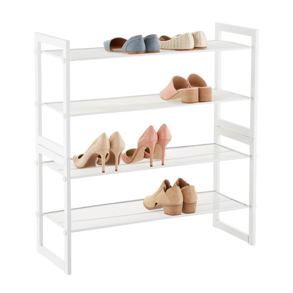 2-Tier Stackable Shoe Rack Bamboo, 28 x 11 x 11-5/8 H | The Container Store