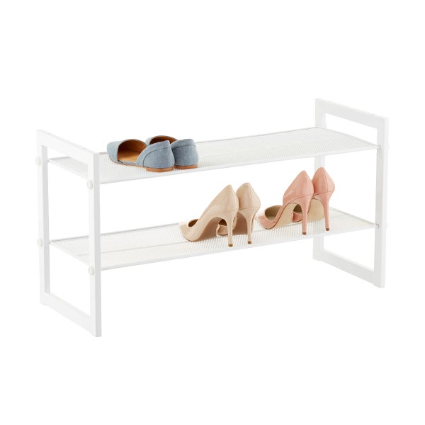 2-Tier Stackable Mesh Shoe Shelf