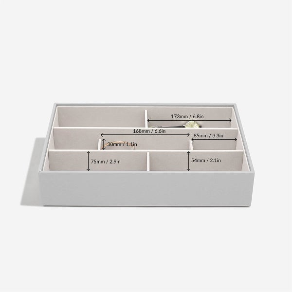 Portagioie Stackers - Set Di 3 Scatole Impilabili, Blu Scuro Con Interno In Velluto Grigio