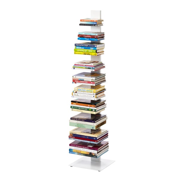 White vertical bookshelf discount