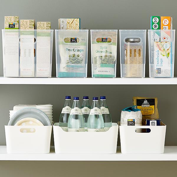 Plastic Storage Bins, Small Pantry Organizer Bins with Handles for