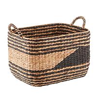 Large Water Hyacinth Basket w/ Handles Natural/Black