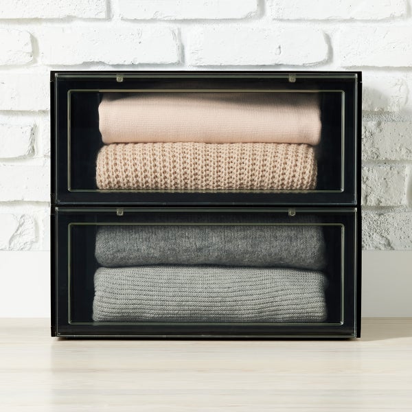 Side Profile Drop-Front Shoe Box | The Container Store