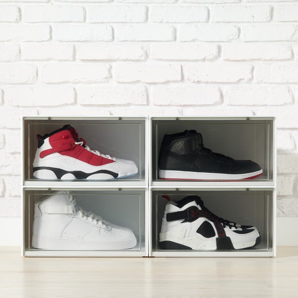 Side Profile Drop-Front Shoe Box Case of 4