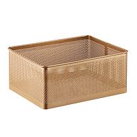 The Container Store Wide Serena Stamped Metal Bin Gold