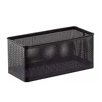 The Container Store Narrow Serena Stamped Metal Bin Black