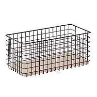 The Container Store Narrow Maddox Wire Grid Bin Black