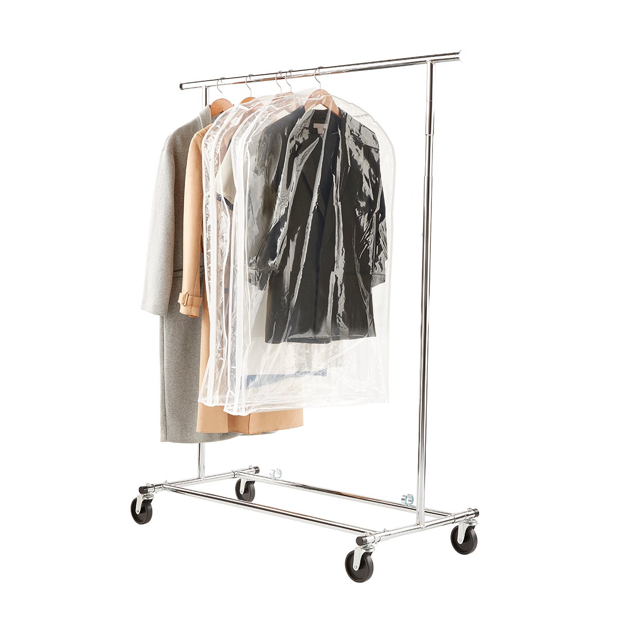 Chrome Metal 10-Tier Rolling Shoe Rack