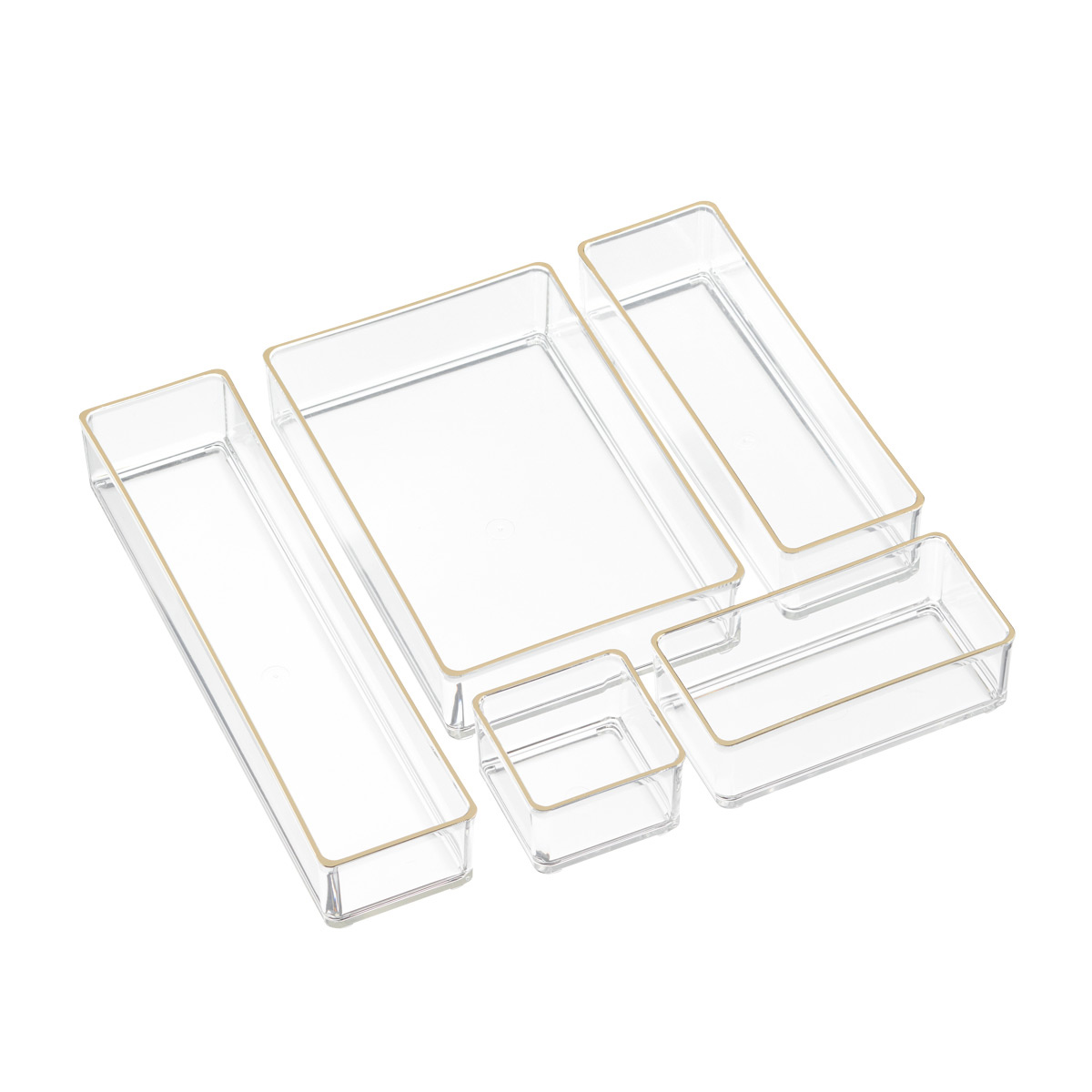 Luxe Acrylic Stacking Drawer Organizers Clear Set of 5 | The Container Store