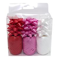Curling Ribbon & Bows Red/White/Pink Pkg/12