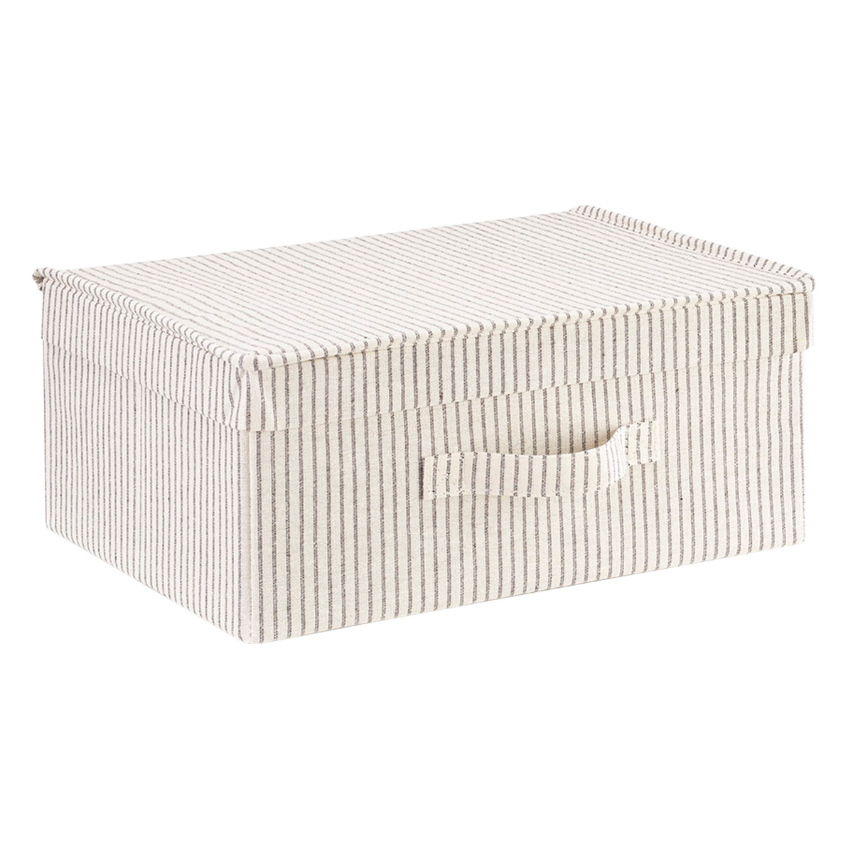 The Container Store Storage Box Grey Stripe, 15-1/8 x 11-3/8 x 6-1/2 H
