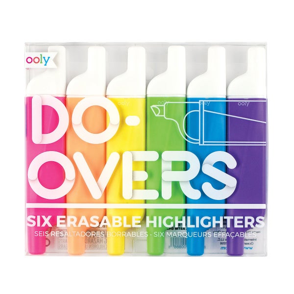 A pack of six erasable highlighters