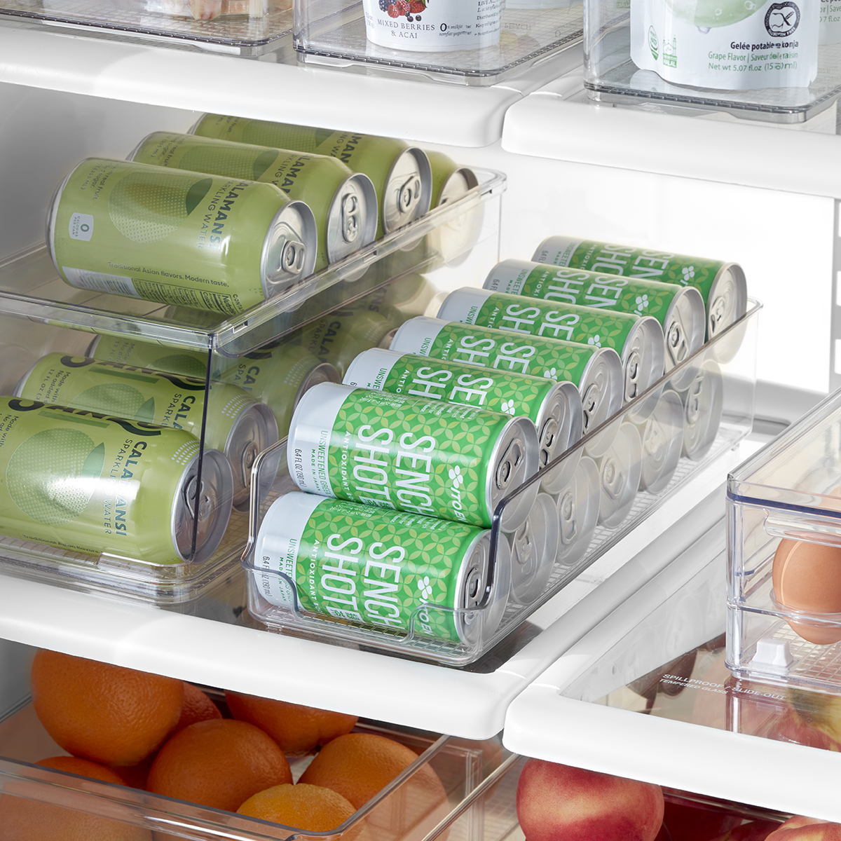 Portable Refrigerator Organizer Bins, Pop Soda Can Dispenser For