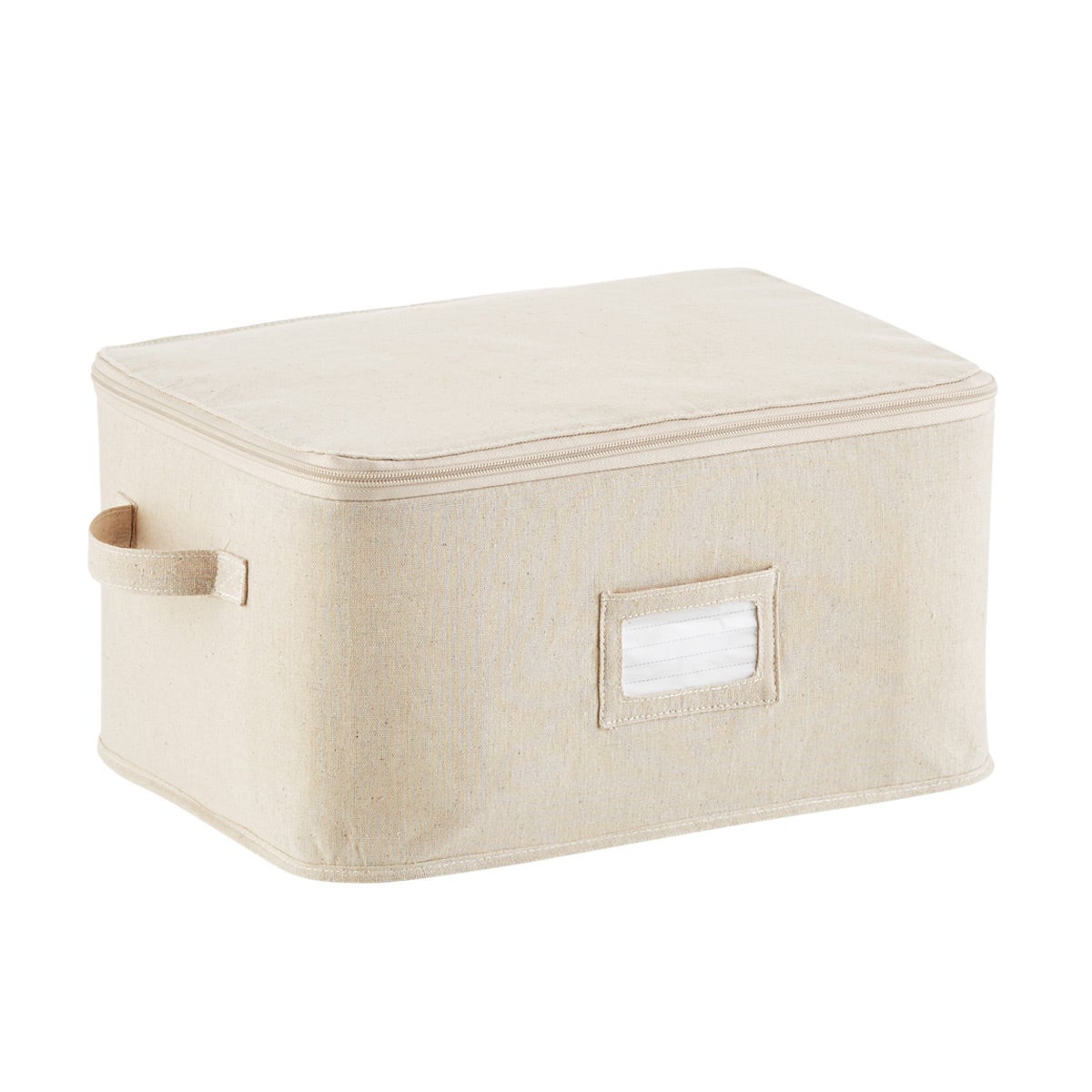 The Container Store Small Zippered Storage Bag Natural, 16 x 12 x 8 H