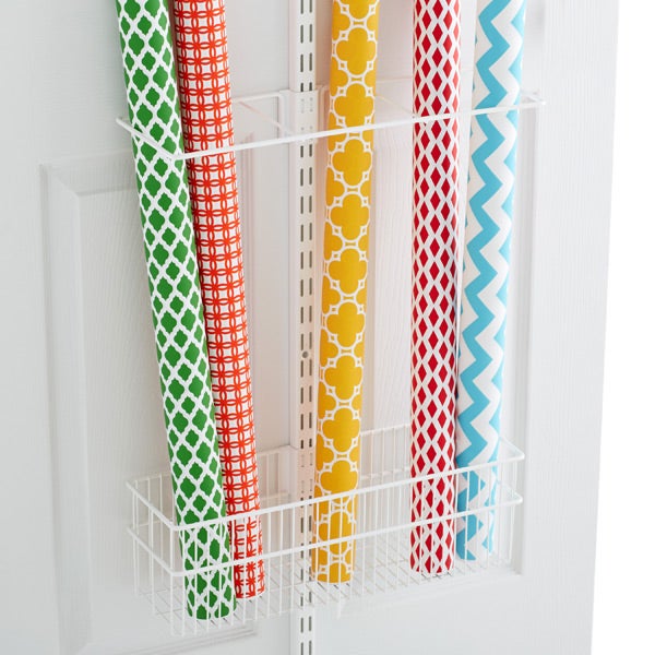 White Elfa Utility Gift Wrap Rack