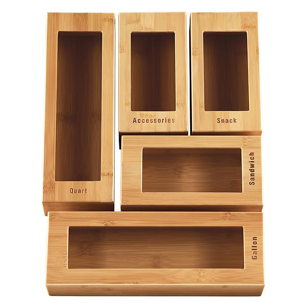 The Container Store Plastic Bag Organizer Bamboo Set of 5, 11-7/8 x 15 x 3 H