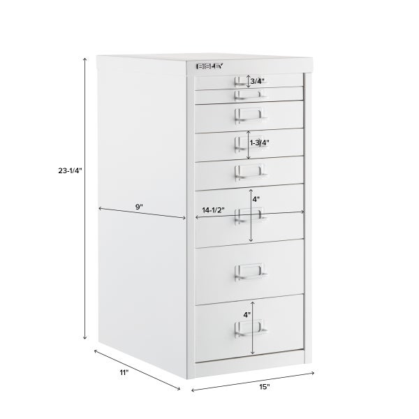 Bisley 15D Vertical 5-Drawer File Cabinet, White