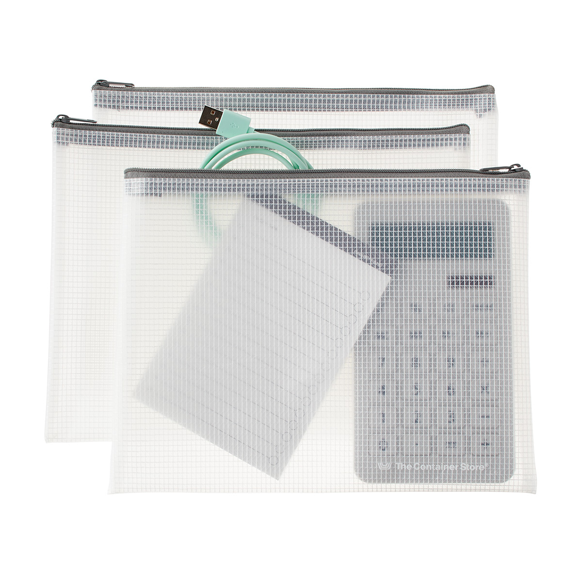 The Container Store Letter-Size Pouch Set Pkg/3