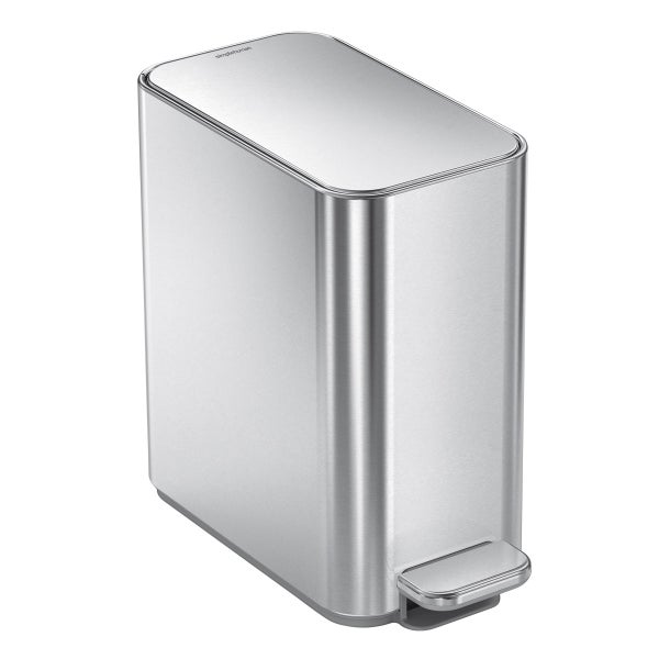 Home Zone Living 13 gal Kitchen Slim Garbage Can in Stainless Steel, Silver