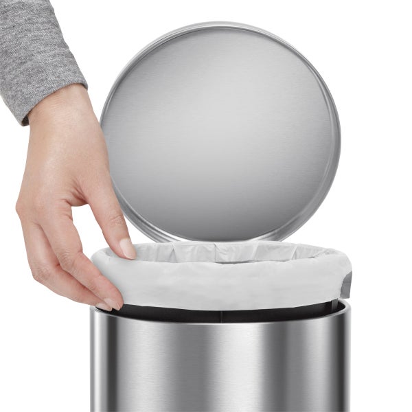 simplehuman White 1.2 gal. Round Step Trash Can | The Container Store