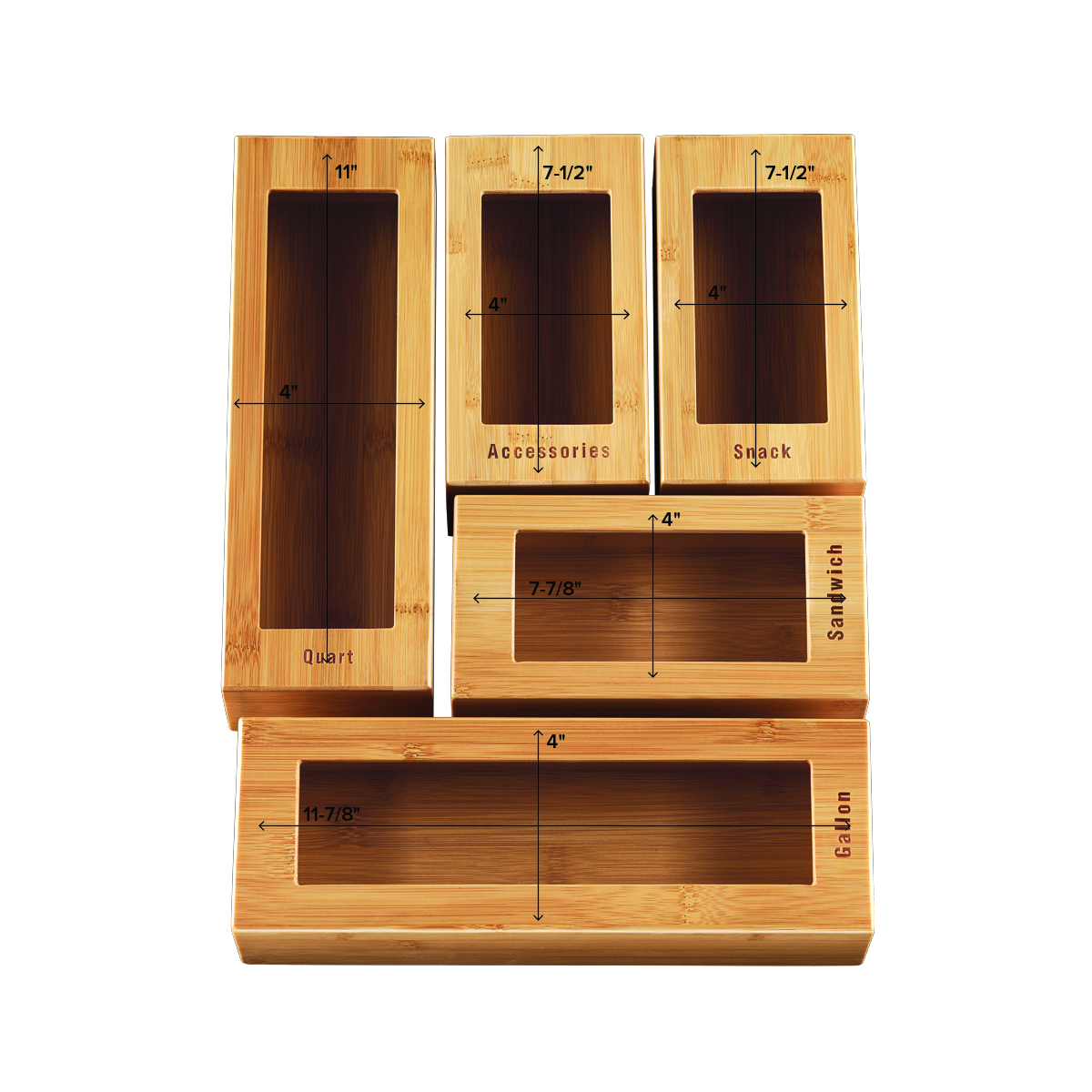 Bamboo Wood Food Storage Boxes, Bamboo Wood Desktop Organizer