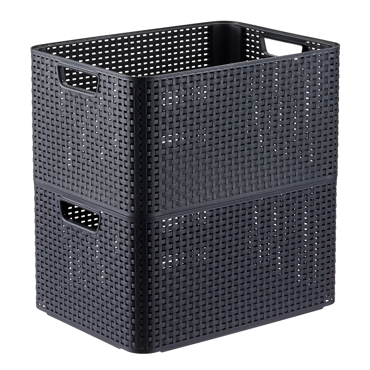 Rommelig Onafhankelijk diepvries Curver White Basketweave Storage Bin with Handles | The Container Store