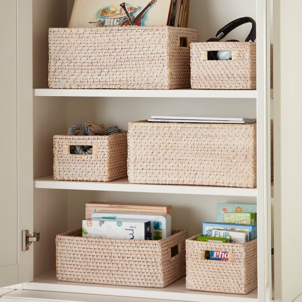 Rattan Storage Bins with Handles