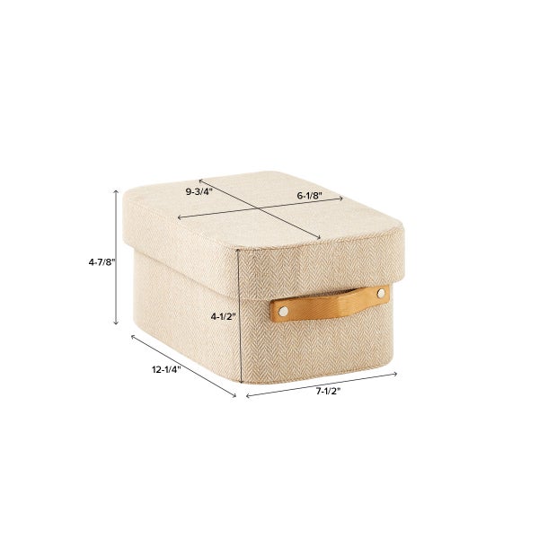 Herringbone Storage Boxes with Wooden Handles