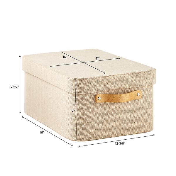 Herringbone Storage Boxes with Wooden Handles