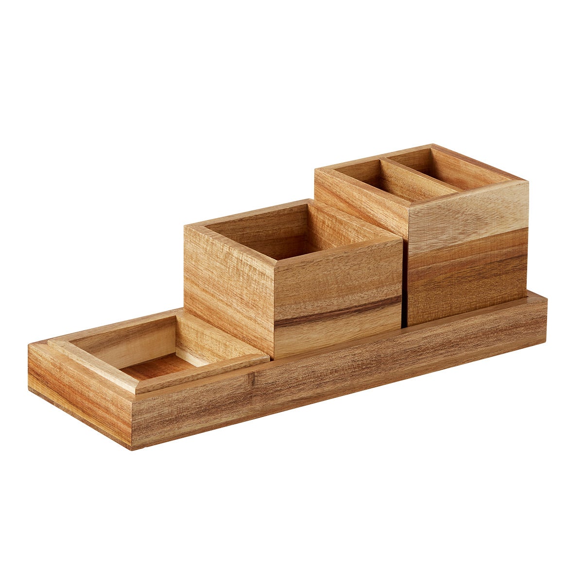 GWYNTH Mini Wood Desk Drawer Organizer - Teak Rattan Desktop Storage Box For Office, Jewelry, Coffee Pods - View #4