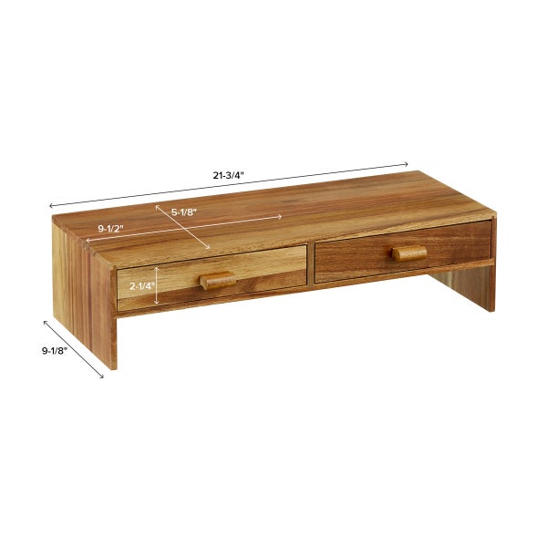 Tinamo Acacia Monitor Stand Riser No Assembly Required, Beautiful Monitor Stand with Drawer, Ergonomic Height (Natural Acacia
