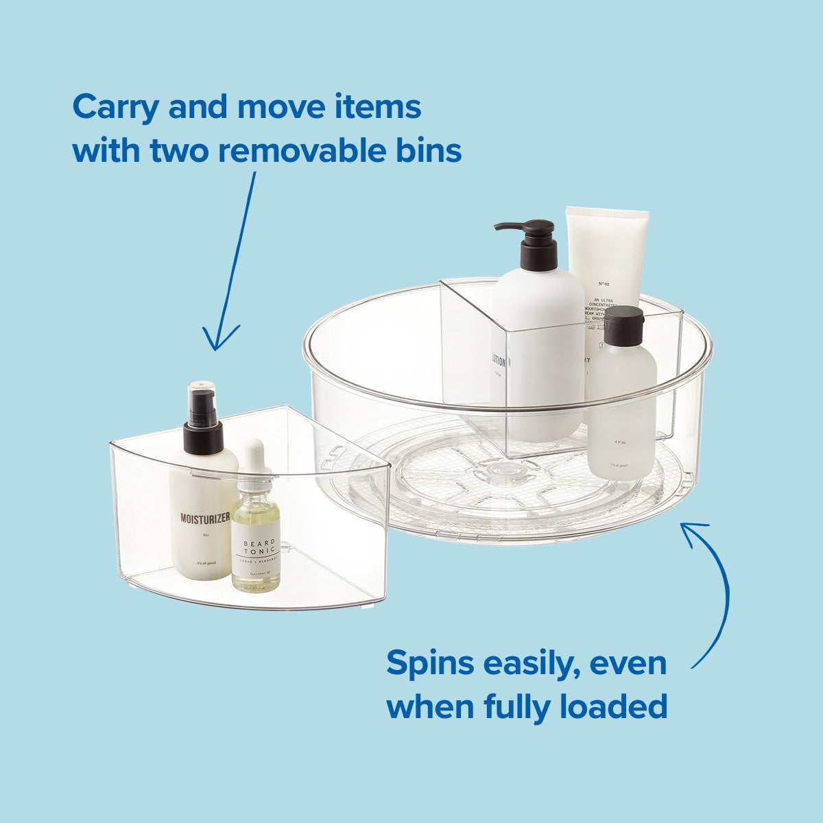 Everything Organizer Deep Turntable with Removable Bins - Thumbnail 5