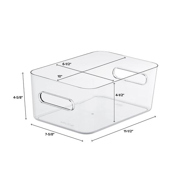 Smart Store Clear Compact Plastic Bins 4-Pack with Bamboo Lids