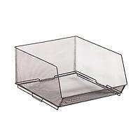 Silver Mesh Rolling Storage Bin with Handles