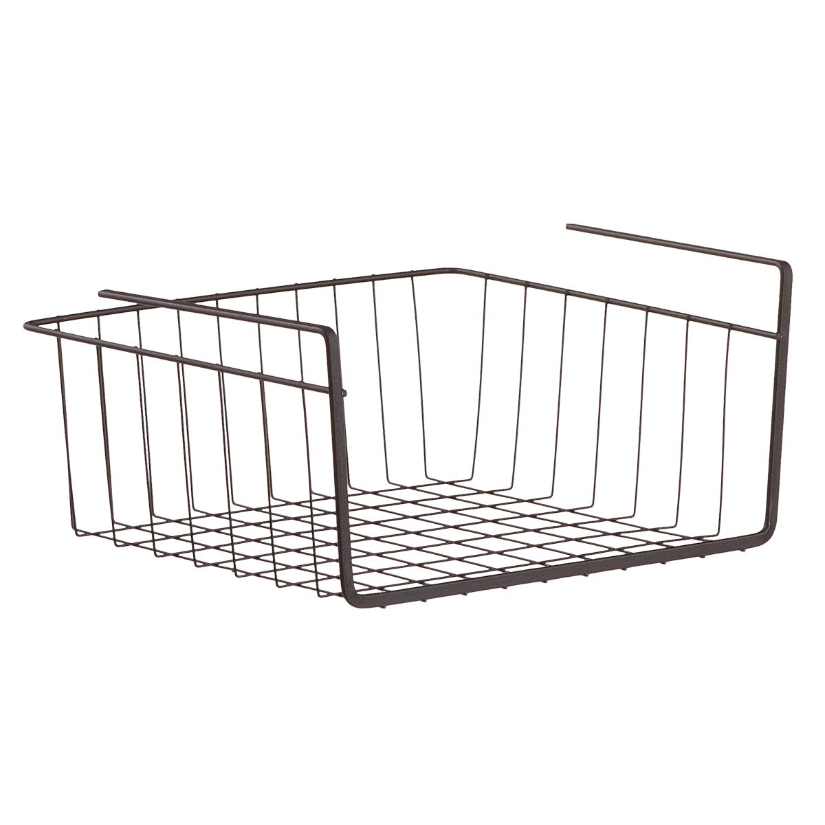 Rectangular Undershelf Storage Basket Snug Fit Arms Iron Wire