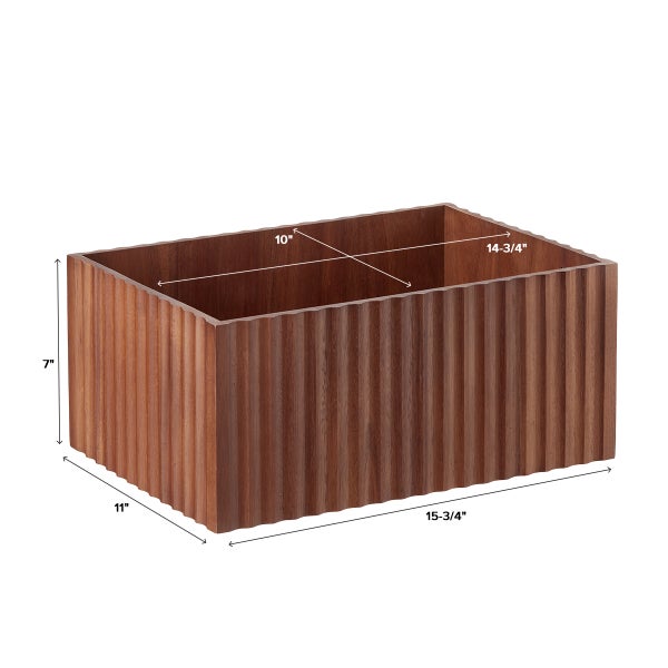 The Container Store Artisan Fluted Acacia Bin
